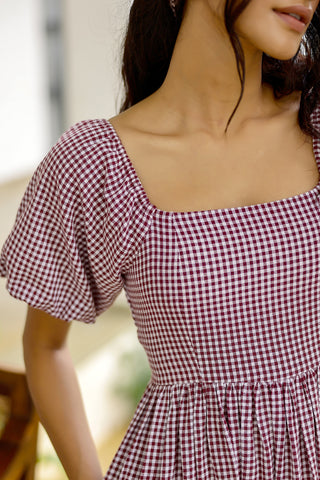 Marcella-Gingham Smocked Midi