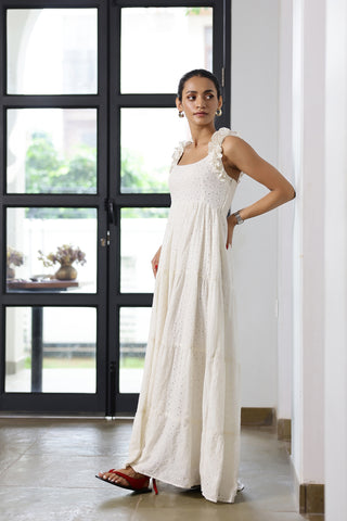 Elsa- Eyelet Embroidered Scoop Maxi