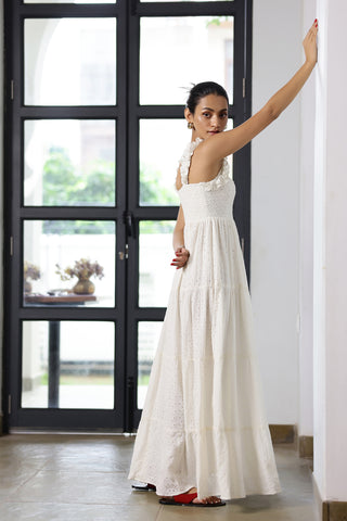 Elsa- Eyelet Embroidered Scoop Maxi