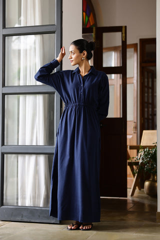 Dawn-Drawstring Shirt Dress Maxi