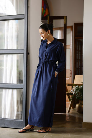 Dawn-Drawstring Shirt Dress Maxi