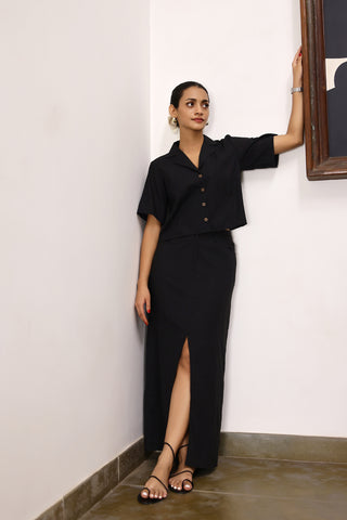 Ursula- Black khadi skirt and top