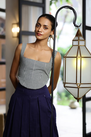 Liza-Gingham Corset Top