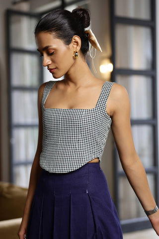 Liza-Gingham Corset Top