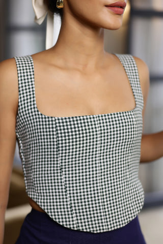 Liza-Gingham Corset Top