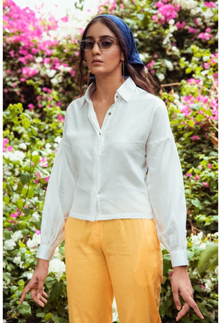 ELISE - Classic Pleated White Shirt - Alter Ego India