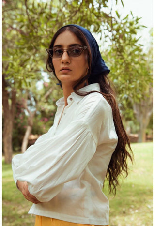 ELISE - Classic Pleated White Shirt - Alter Ego India