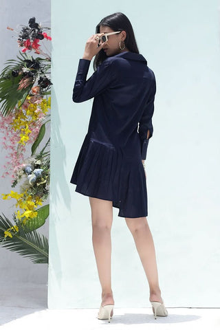 MADISON NAVY - The classic pleated shirt dress (Final Sale) - Alter Ego India