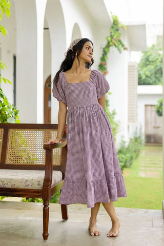 Marcella - Gingham Smocked Midi - Alter Ego India