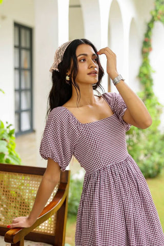 Marcella - Gingham Smocked Midi - Alter Ego India