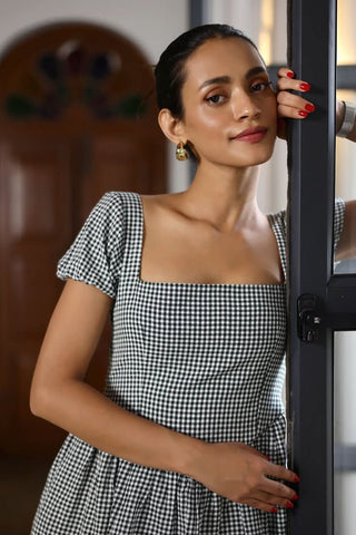 Nala - Drop - waist gingham dress - Alter Ego India