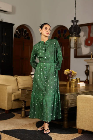 Naomi - Side Tier Mandarin Shirt Dress - Alter Ego India