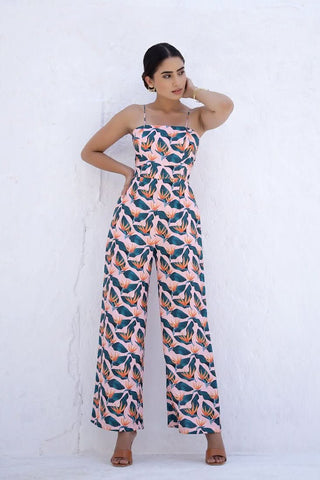 PRESLEY - Tropical Back Tie Jumpsuit (Final Sale) - Alter Ego India