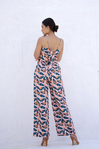 PRESLEY - Tropical Back Tie Jumpsuit (Final Sale) - Alter Ego India