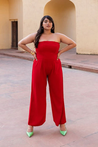 Sadie - Showdown Jumpsuit (Red and Black) - Alter Ego India