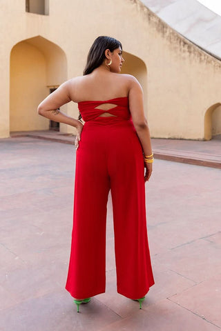 Sadie - Showdown Jumpsuit (Red and Black) - Alter Ego India