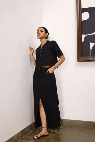 Ursula - Black khadi skirt and top - Alter Ego India