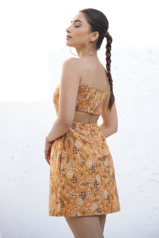 ALINA - Yellow ditsy floral print dress
