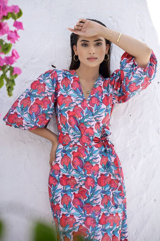 ARI - Anar print wrap dress (Final Sale)